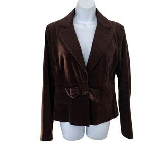 Marella by Max Mara Schoolboy Brown Velvet Blazer Jacket Sz 10 Bow Academia